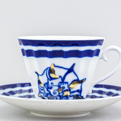 Чашка с блюдцем чайная ф. Лучистая рис. Морские звезды. Ракушка