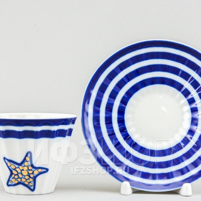 Чашка с блюдцем чайная ф. Лучистая рис. Морские звезды. Ракушка