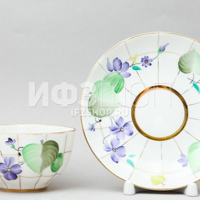 Чашка с блюдцем чайная ф. Тюльпан рис. Лесная фиалка