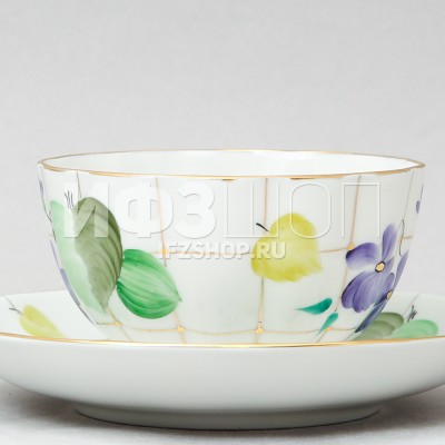 Чашка с блюдцем чайная ф. Тюльпан рис. Лесная фиалка