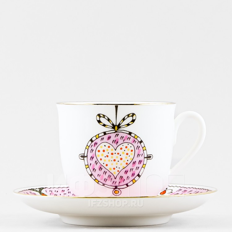 Чашка с блюдцем кофейная ф. Ландыш рис. Сердечное поздравление 