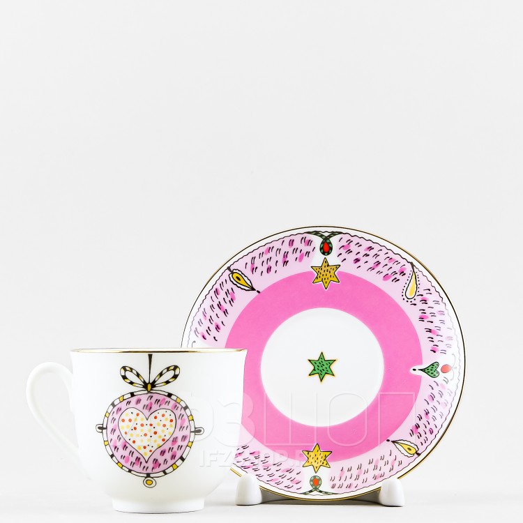 Чашка с блюдцем кофейная ф. Ландыш рис. Сердечное поздравление 