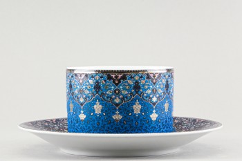 Чашка с блюдцем чайная рис. Дхара в синем / Dhara Bleu