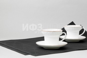 Подарочный набор: две чашки (ф. Волна) + две салфетки (черные)