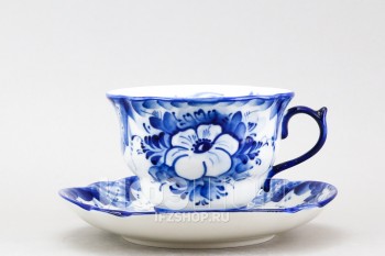 Чашка с блюдцем чайная ф. Орхидея рис. Белый цветок