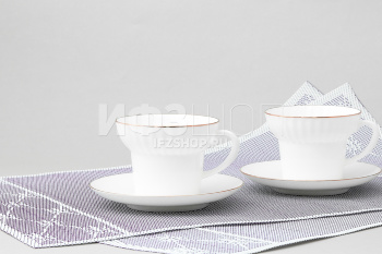 Подарочный набор: две чашки (ф. Волна) + две салфетки (серые)
