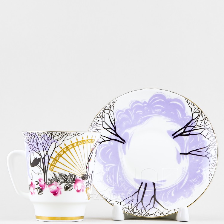 Чашка с блюдцем кофейная ф. Майская рис. Посвящение Анне Андреевне в Москве