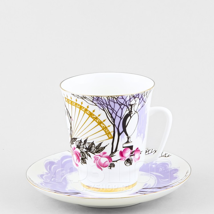 Чашка с блюдцем кофейная ф. Майская рис. Посвящение Анне Андреевне в Москве