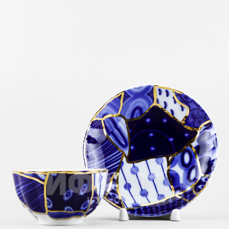 Чашка с блюдцем чайная ф. Тюльпан рис. Байкал №2 