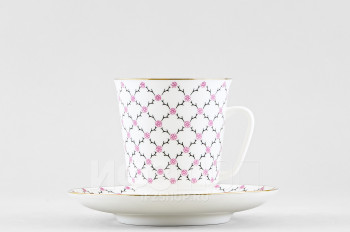Чашка с блюдцем кофейная ф. Майская рис. Розовая сетка