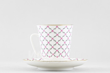 Чашка с блюдцем кофейная ф. Майская рис. Розовая сетка