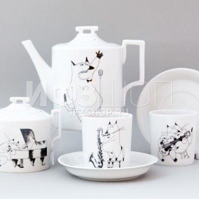 Сервиз чайный ф. Гербовая рис. Котовый джаз, 14 предметов