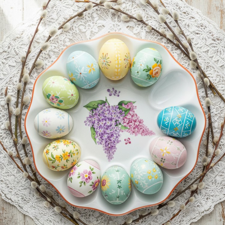 Блюдо для яиц рис. Сирень, 22 см 