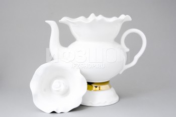 Чайник заварочный ф. Белый цветок рис. Золотая лента