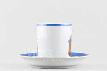 Чашка с блюдцем чайная ф. Гербовая рис. Modes de Paris (синий)