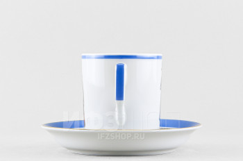 Чашка с блюдцем чайная ф. Гербовая рис. Modes de Paris (синий)