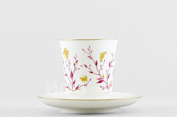 Чашка с блюдцем кофейная ф. Майская рис. Розовые веточки