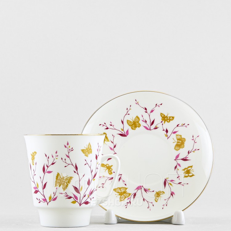 Чашка с блюдцем кофейная ф. Майская рис. Розовые веточки в Москве