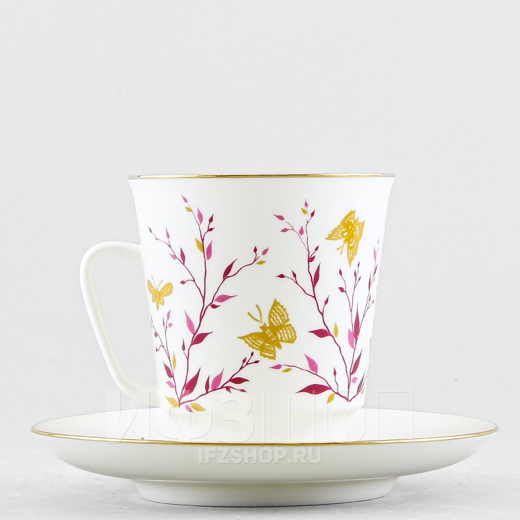Чашка с блюдцем кофейная ф. Майская рис. Розовые веточки в Москве