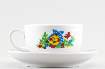 Чашка с блюдцем чайная ф. Янтарь рис. Веселый колобок и лиса