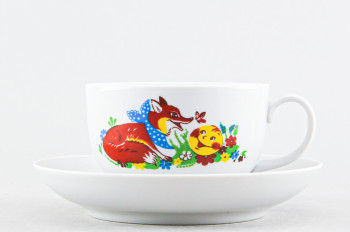 Чашка с блюдцем чайная ф. Янтарь рис. Веселый колобок и лиса