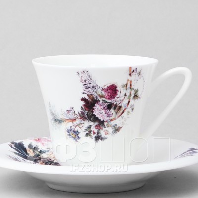 Набор из чашки с блюдцем ф. Сад и платка рис. Летний сад