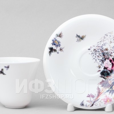 Набор из чашки с блюдцем ф. Сад и платка рис. Летний сад