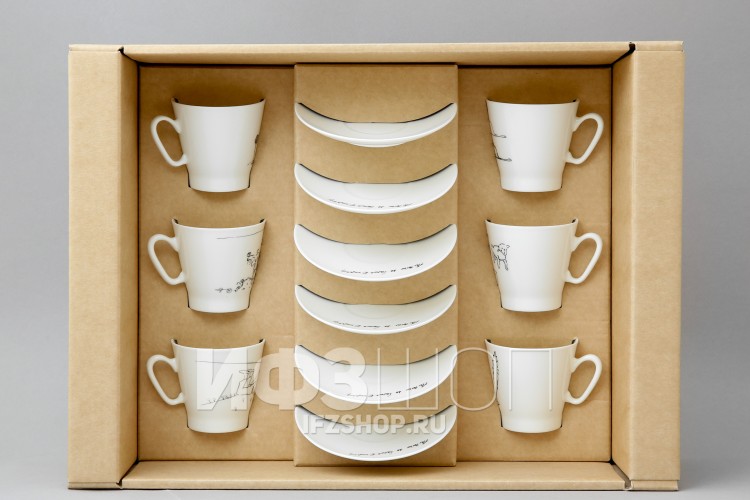 Набор из 6 кофейных чашек с блюдцем ф. Черный кофе рис. Маленький принц в Москве