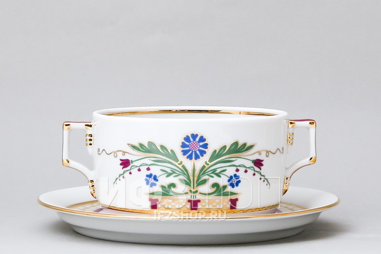 Чашка с блюдцем бульонная ф. Гербовая рис. Замоскворечье в Москве