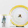 Чашка с блюдцем чайная ф. Гербовая рис. Modes de Paris (желтый)