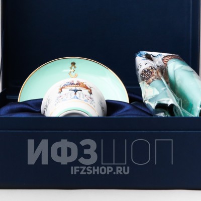 Набор из чашки с блюдцем ф. Майская и платка рис. Арабески