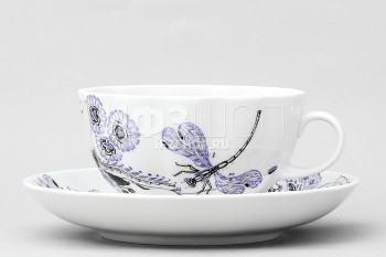 Чашка с блюдцем чайная ф. Тюльпан рис. Шепот стрекозы