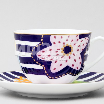 Чашка с блюдцем чайная ф. Весенняя-2 рис. Букет для Веры