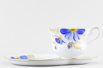Чашка с блюдцем чайная ф. Весенняя рис. Синий цветок
