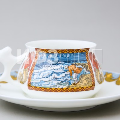 Чашка с блюдцем кофейная ф. Билибина рис. Сказка о рыбаке и рыбке