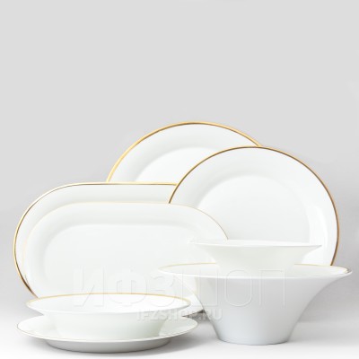 Сервиз столовый ф. Юлиана рис. Золотая лента (широкая лента), 24 предмета
