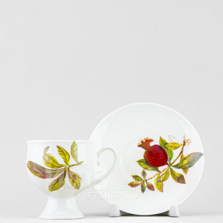 Чашка с блюдцем кофейная ф. Классическая-2 рис. Гранаты (микс) в Москве