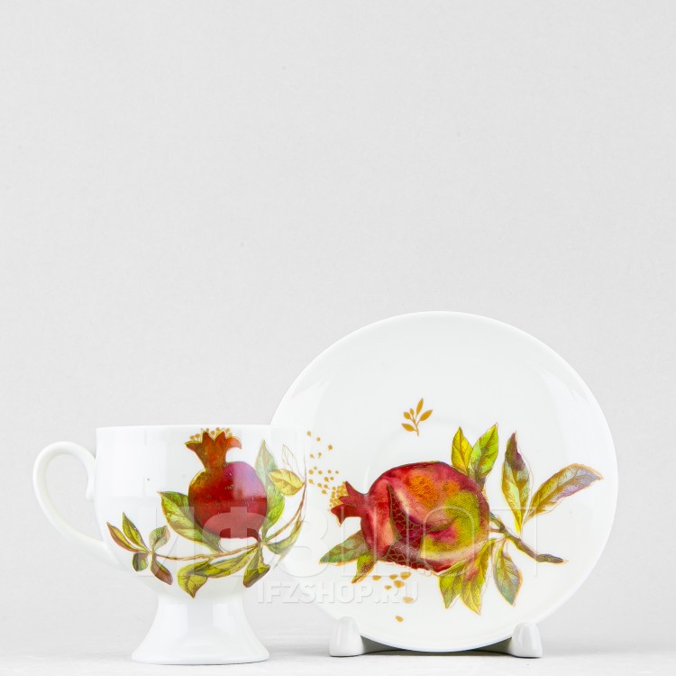 Чашка с блюдцем кофейная ф. Классическая-2 рис. Гранаты (микс) в Москве