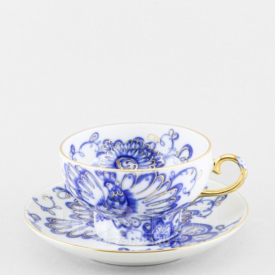 Чашка с блюдцем чайная ф. Шатровая рис. Поющий сад