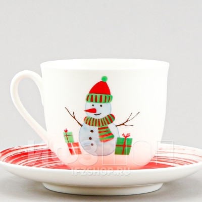 Чашка с блюдцем кофейная ф. Ландыш рис. Снеговик