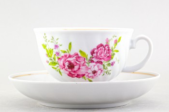 Чашка с блюдцем чайная ф. Голубая роза рис. Оливия