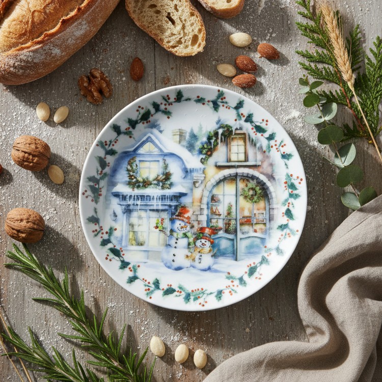 Тарелка плоская 20 см ф. Универсал рис. Первый снег в Москве