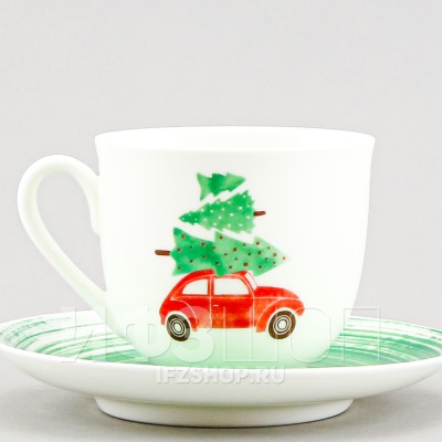Чашка с блюдцем кофейная ф. Ландыш рис. Машинка