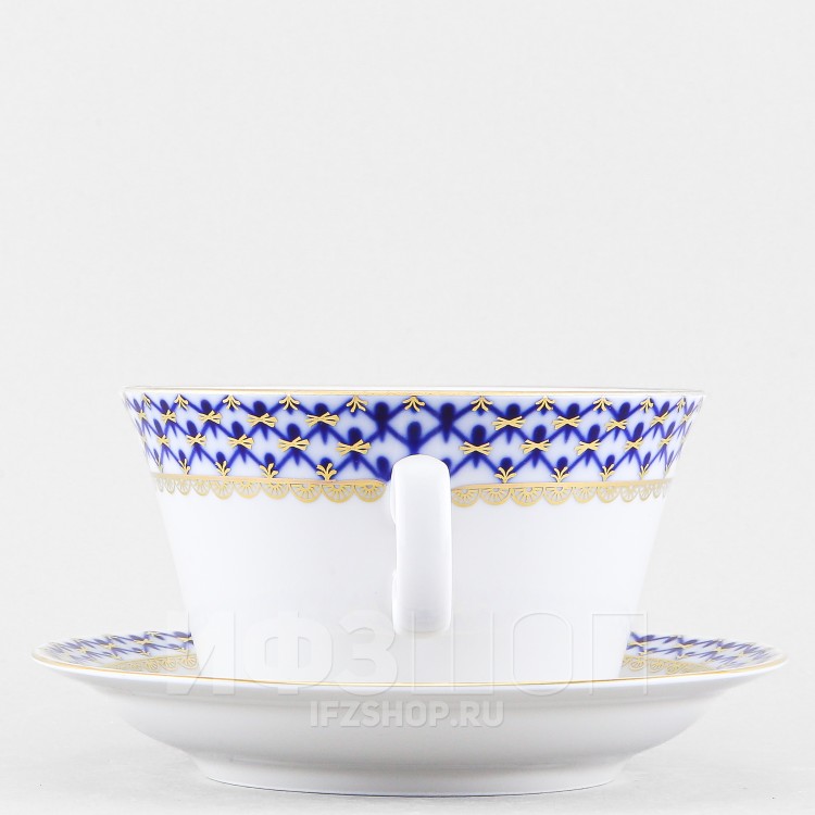 Чашка с блюдцем бульонная ф. Молодежная рис. Кобальтовая сетка в Москве