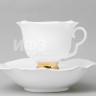 Чашка с блюдцем чайная ф. Белый цветок рис. Золотая лента