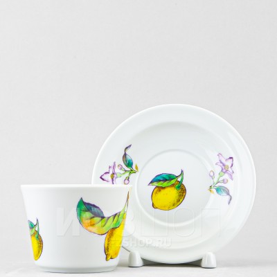Чашка с блюдцем чайная ф. Молодежная рис. Лимоны (микс)