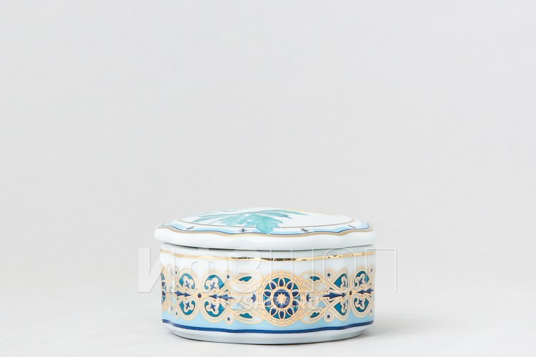 Шкатулка ф. Круглая малая рис. Золотая купавка 