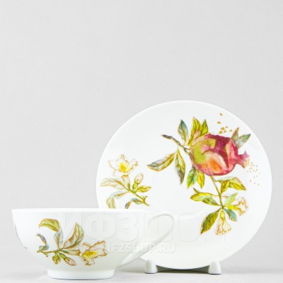 Чашка с блюдцем чайная ф. Купольная рис. Гранаты (микс)