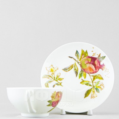 Чашка с блюдцем чайная ф. Купольная рис. Гранаты (микс)