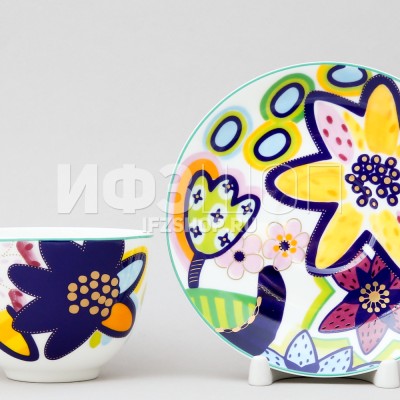 Чашка с блюдцем чайная ф. Весенняя-2 рис. Букет для Катерины